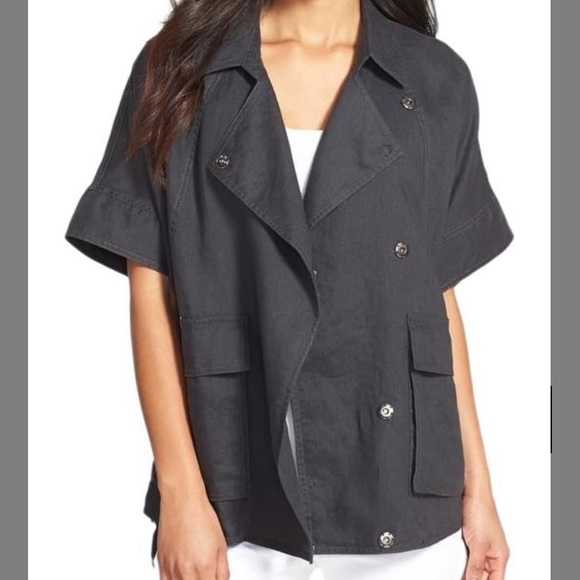 Eileen Fisher Jackets & Blazers - Eileen Fisher black linen short sleeve jacket